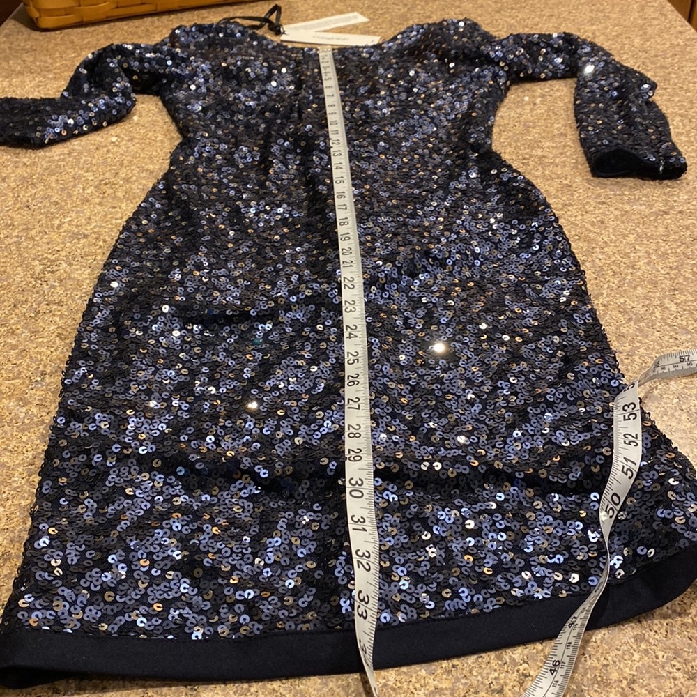 NWT Calvin Klein Blue Sequin Cocktail Social Event Dressy Dress Size 2 - Picture 9 of 16